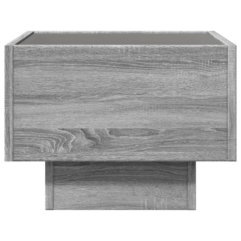 sofabord med Infinity LED-lys 40x40x30 cm grå sonoma-eg