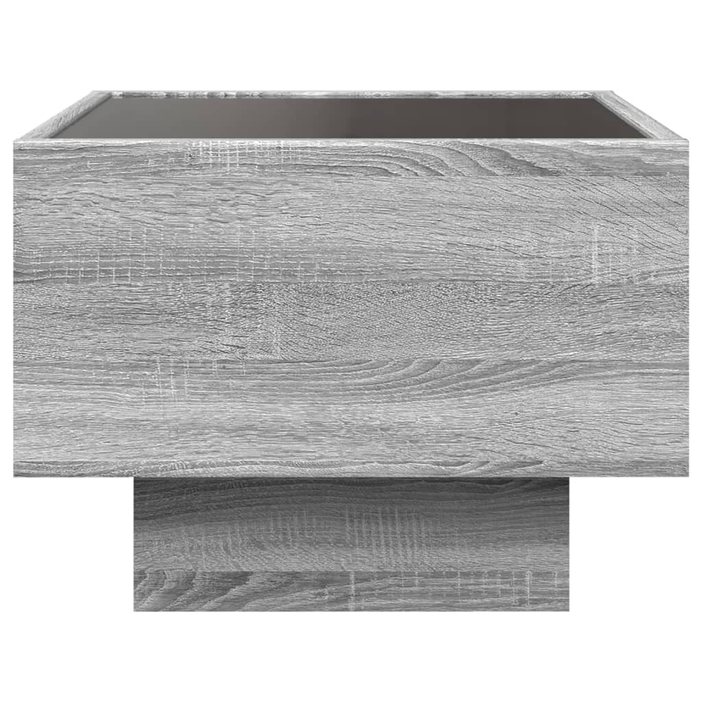 sofabord med Infinity LED-lys 40x40x30 cm grå sonoma-eg