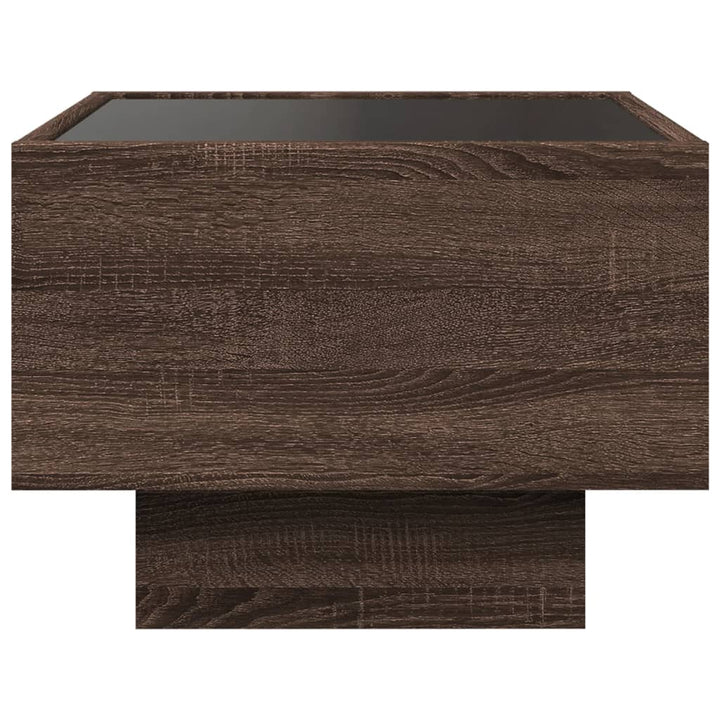 sengebord med Infinity LED-lys 40x40x30 cm brun egetræsfarve
