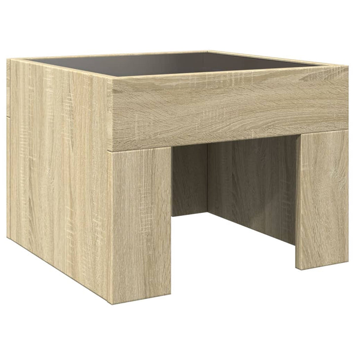sengebord med Infinity LED-lys 40x40x30 cm sonoma-eg