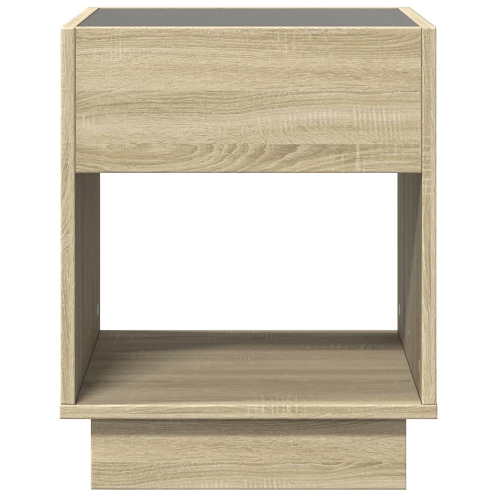sengebord med Infinity LED-lys 40x40x50 cm sonoma-eg
