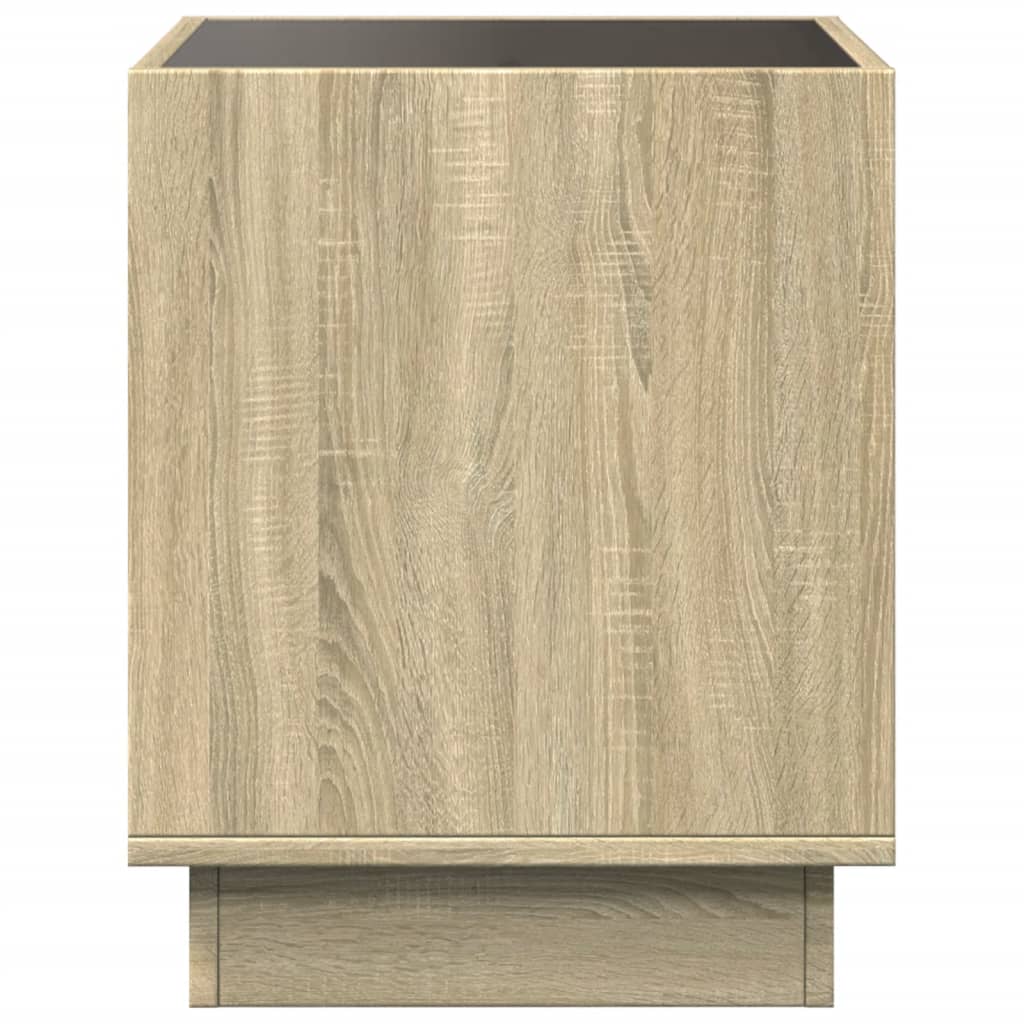 sengebord med Infinity LED-lys 40x40x50 cm sonoma-eg