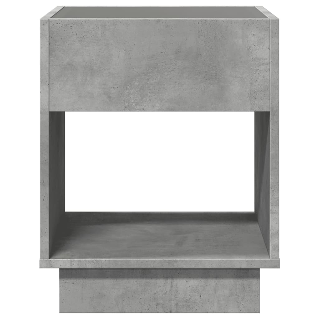 sengebord med Infinity LED-lys 40x40x50 cm betongrå