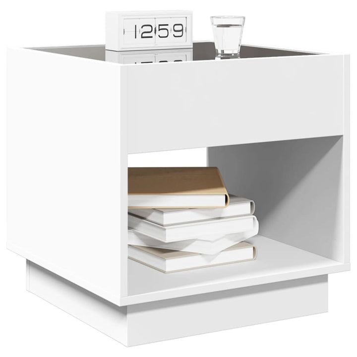 sengebord med Infinity LED-lys 50x50x50 cm hvid