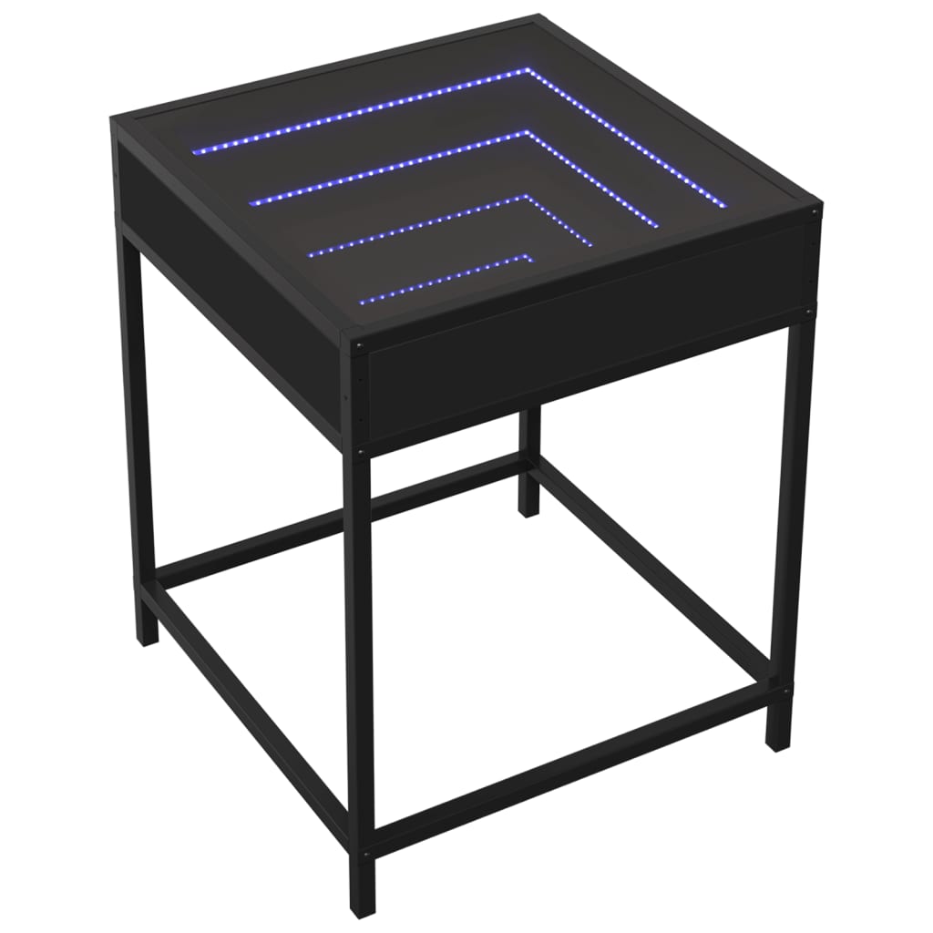 sengebord med Infinity LED-lys 40x40x51 cm sort