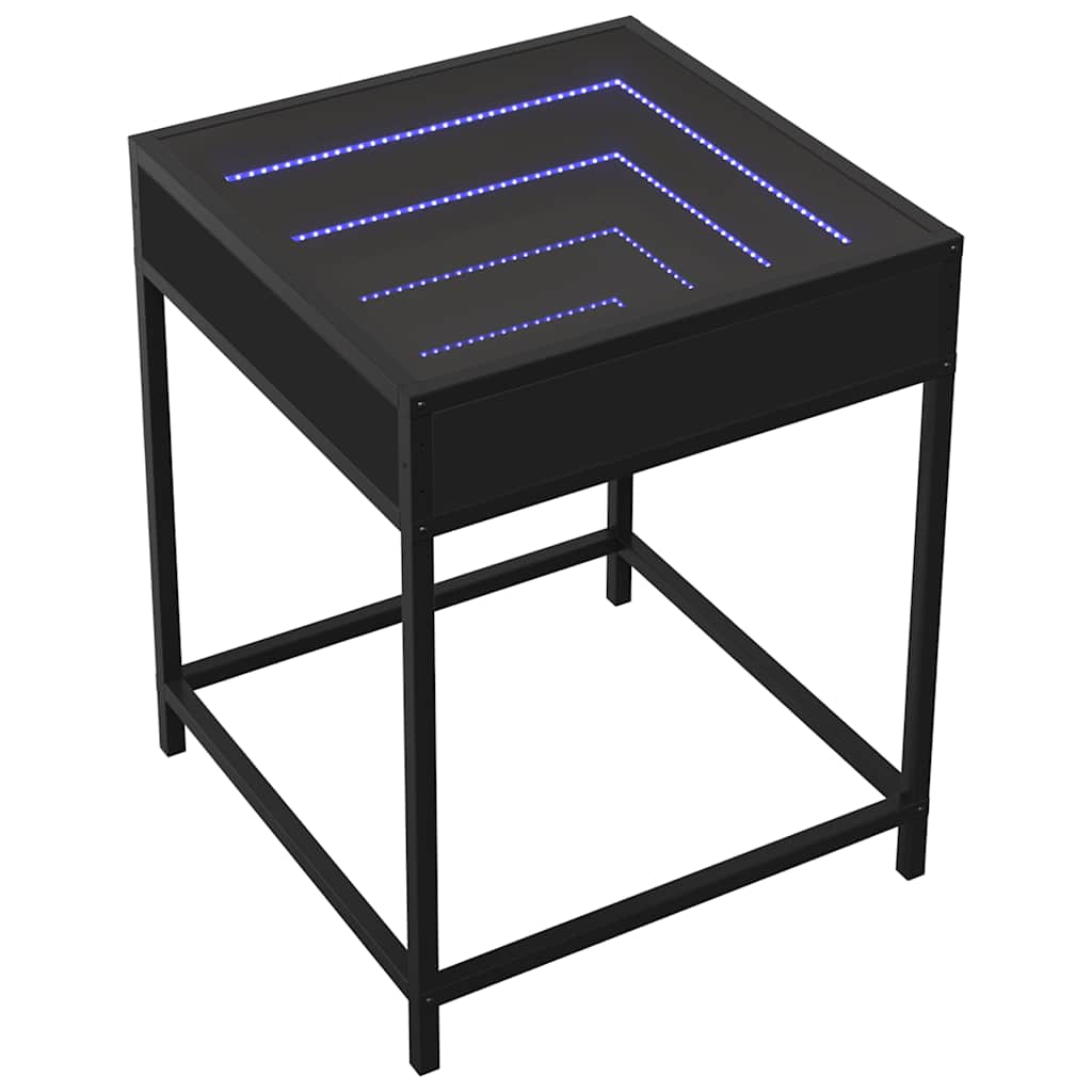 sengebord med Infinity LED-lys 40x40x51 cm sort