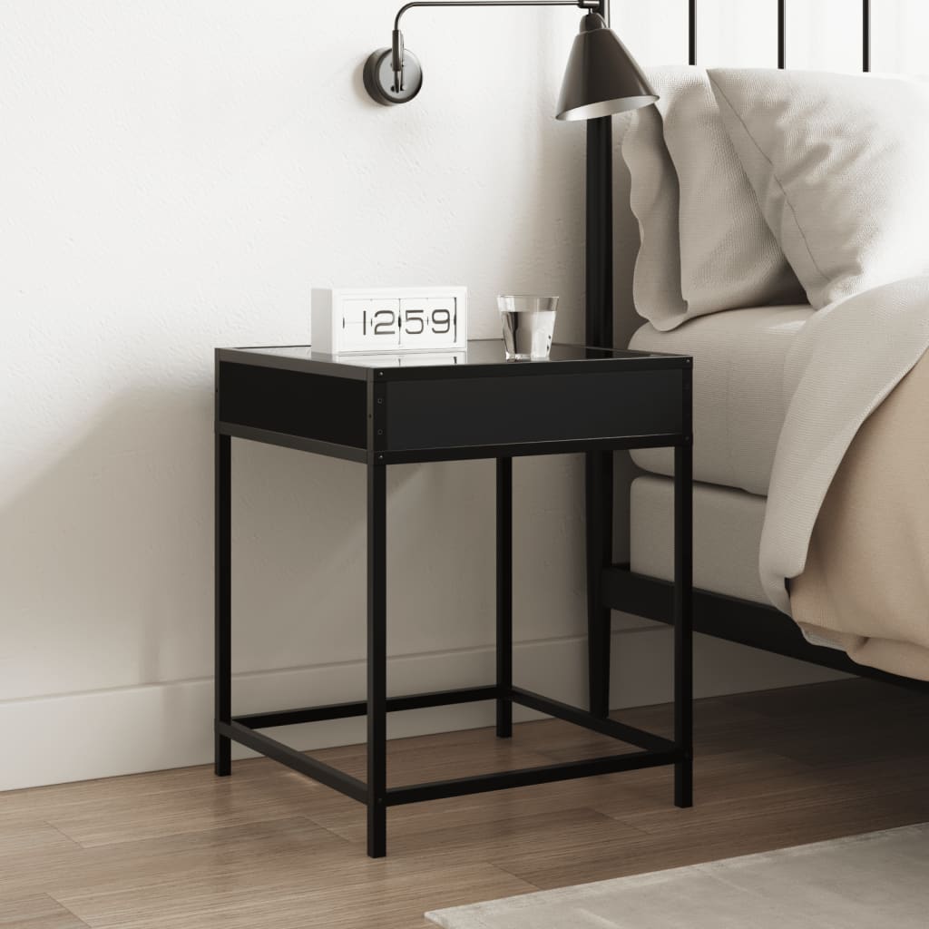 sengebord med Infinity LED-lys 40x40x51 cm sort