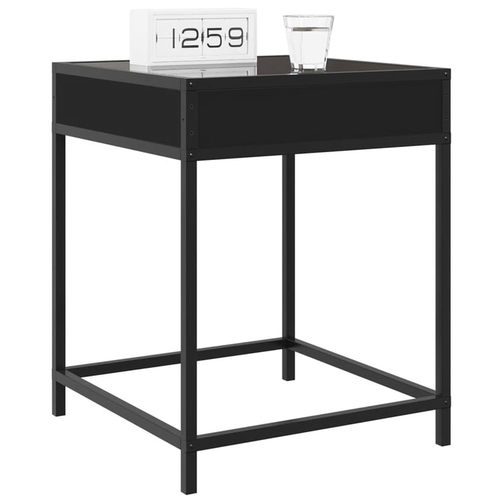 sengebord med Infinity LED-lys 40x40x51 cm sort