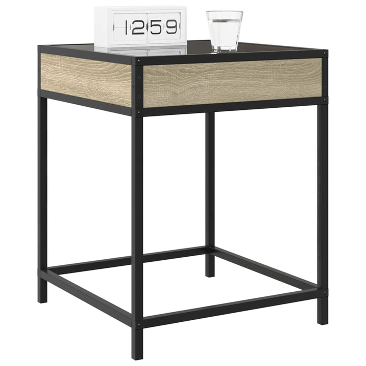 sengebord med Infinity LED-lys 40x40x51 cm sonoma-eg