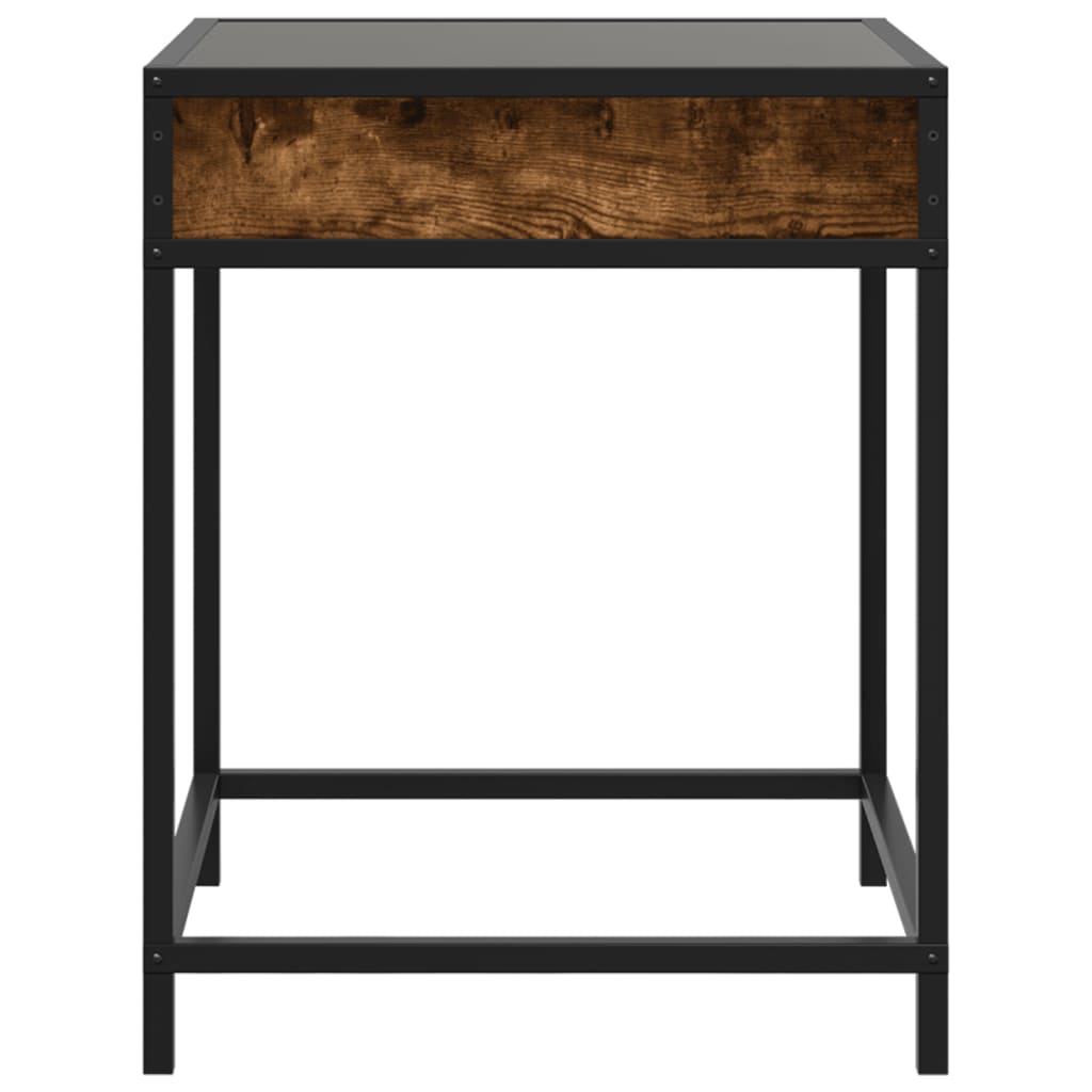 sengebord med Infinity LED-lys 40x40x51 cm røget egetræsfarve