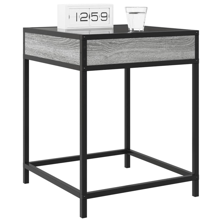 sofabord med Infinity LED-lys 40x40x51 cm grå sonoma-eg