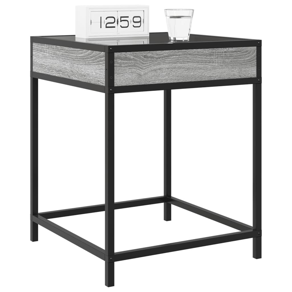 sofabord med Infinity LED-lys 40x40x51 cm grå sonoma-eg