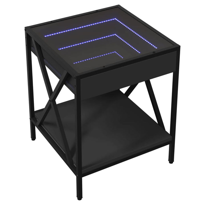 sengebord med Infinity LED-lys 40x40x49 cm sort