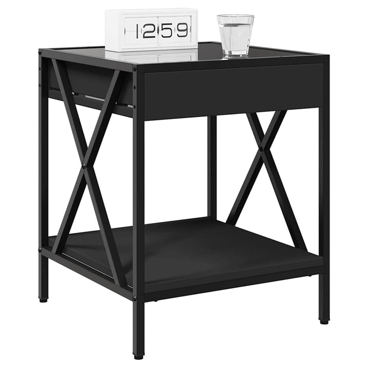 sengebord med Infinity LED-lys 40x40x49 cm sort