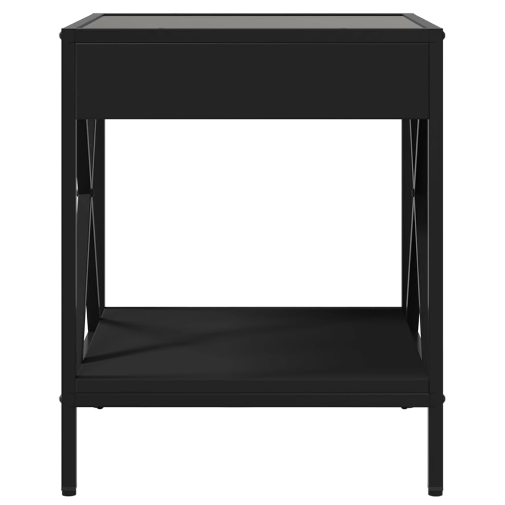 sengebord med Infinity LED-lys 40x40x49 cm sort