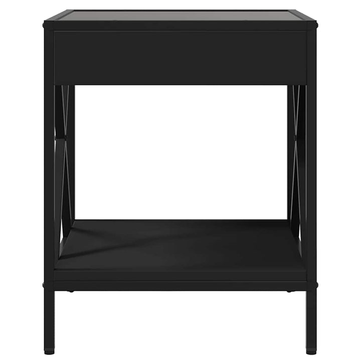 sengebord med Infinity LED-lys 40x40x49 cm sort