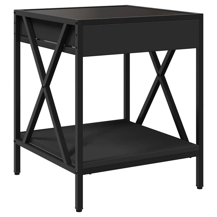 sengebord med Infinity LED-lys 40x40x49 cm sort