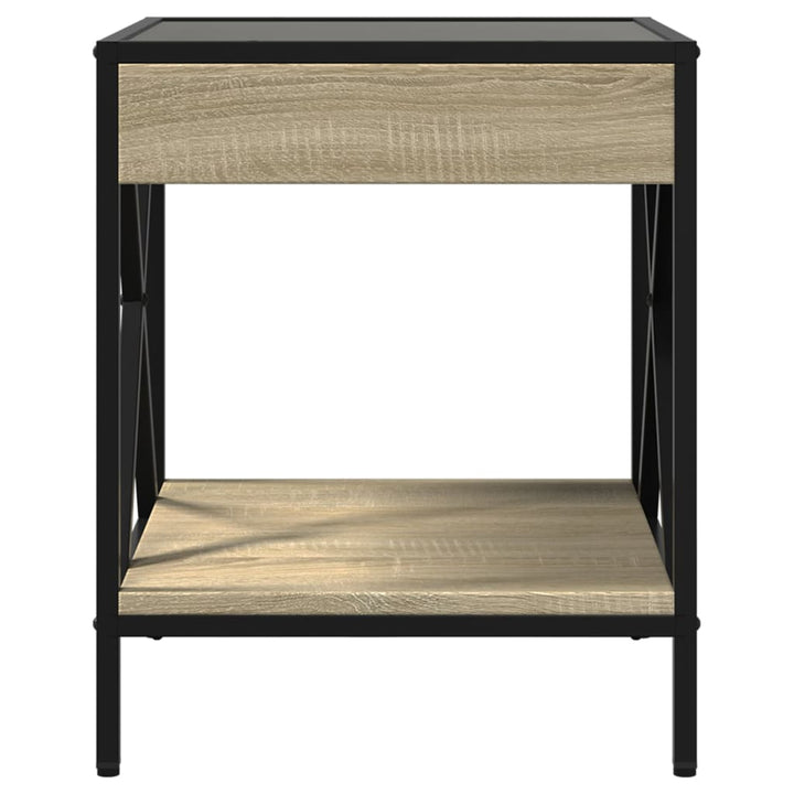 sengebord med Infinity LED-lys 40x40x49 cm sonoma-eg