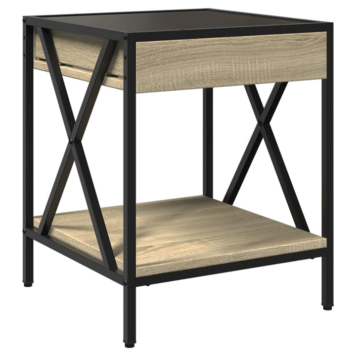 sengebord med Infinity LED-lys 40x40x49 cm sonoma-eg