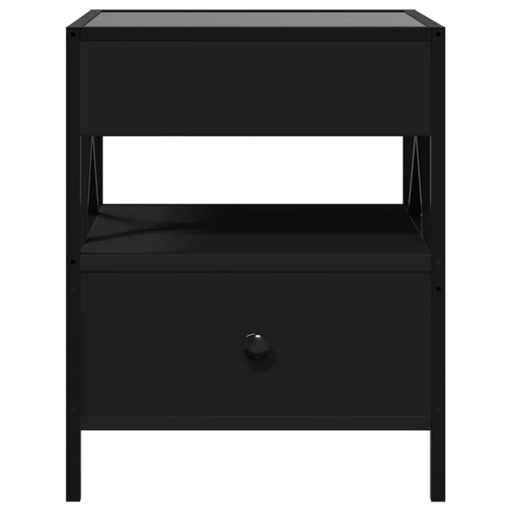 sengebord med Infinity LED-lys 40x40x51 cm sort