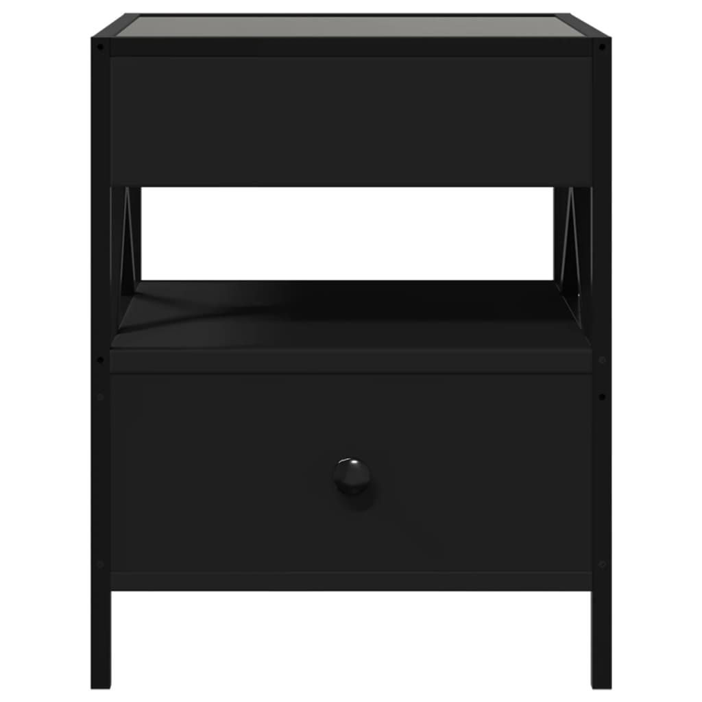 sengebord med Infinity LED-lys 40x40x51 cm sort