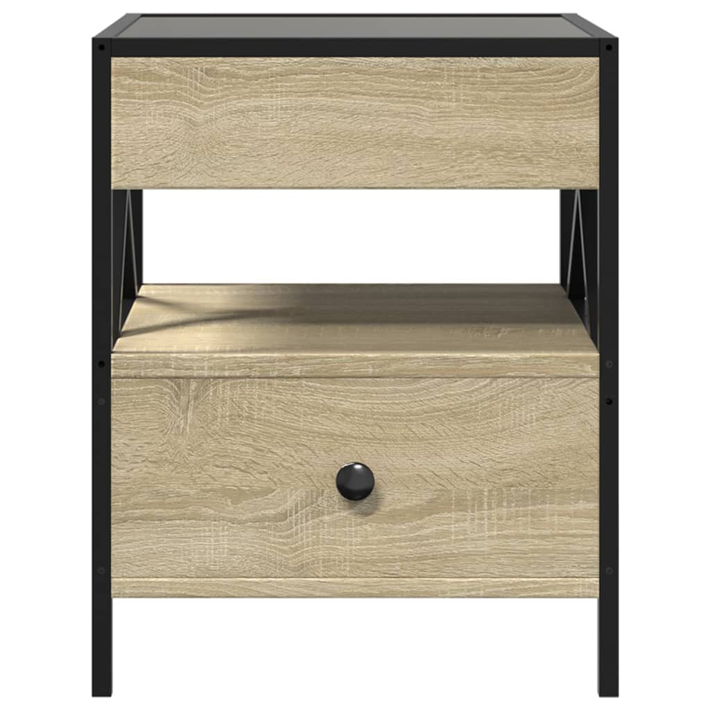 sengebord med Infinity LED-lys 40x40x51 cm sonoma-eg
