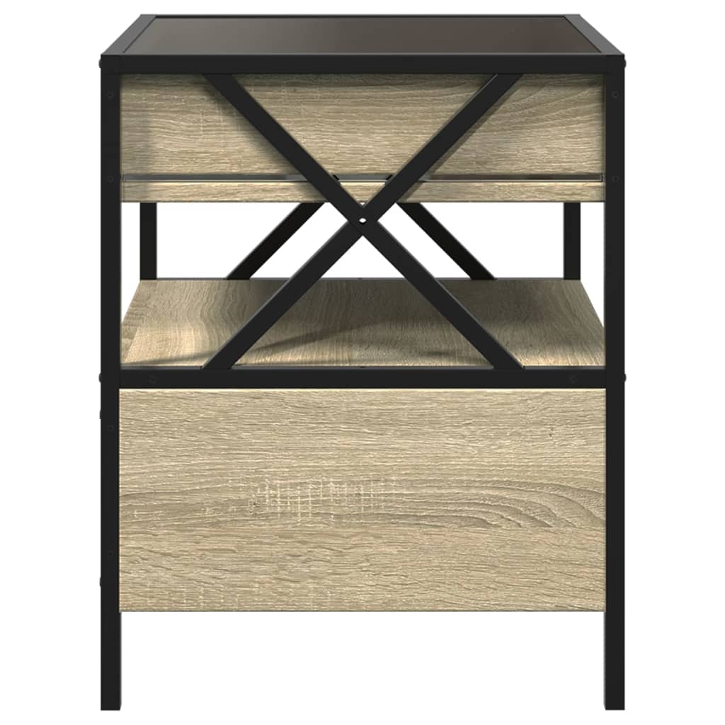 sengebord med Infinity LED-lys 40x40x51 cm sonoma-eg