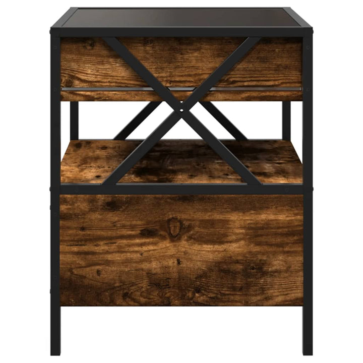sengebord med Infinity LED-lys 40x40x51 cm røget egetræsfarve