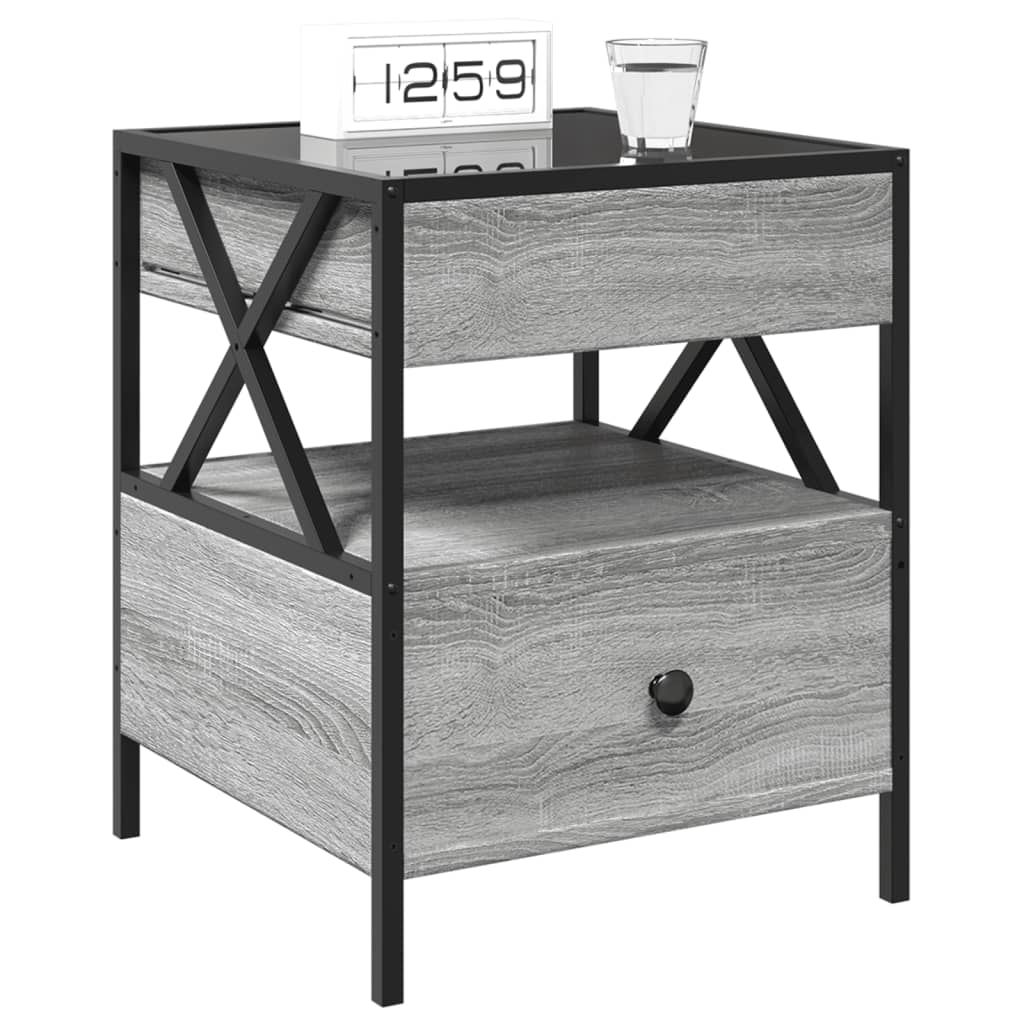 sofabord med Infinity LED-lys 40x40x51 cm grå sonoma-eg