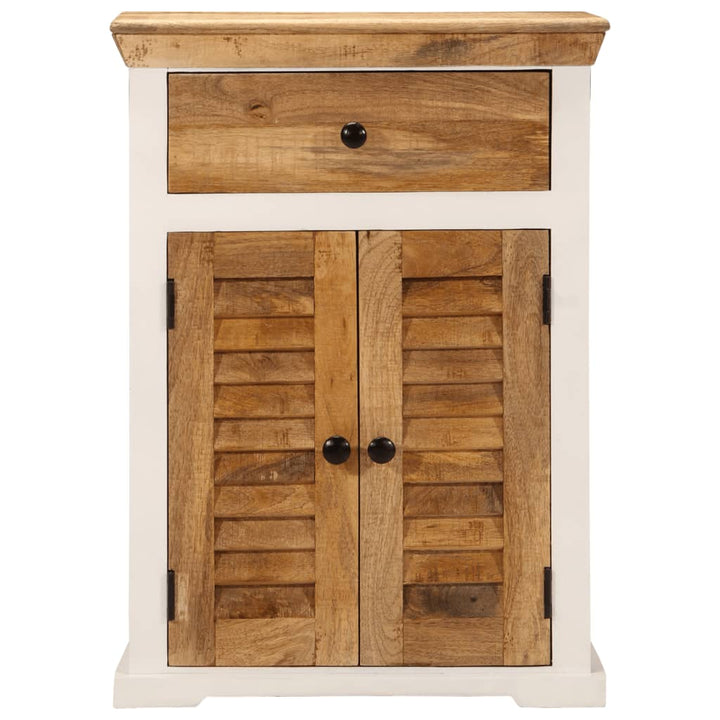 skænk 55x30x73 cm massivt ru mangotræ hvid og brun