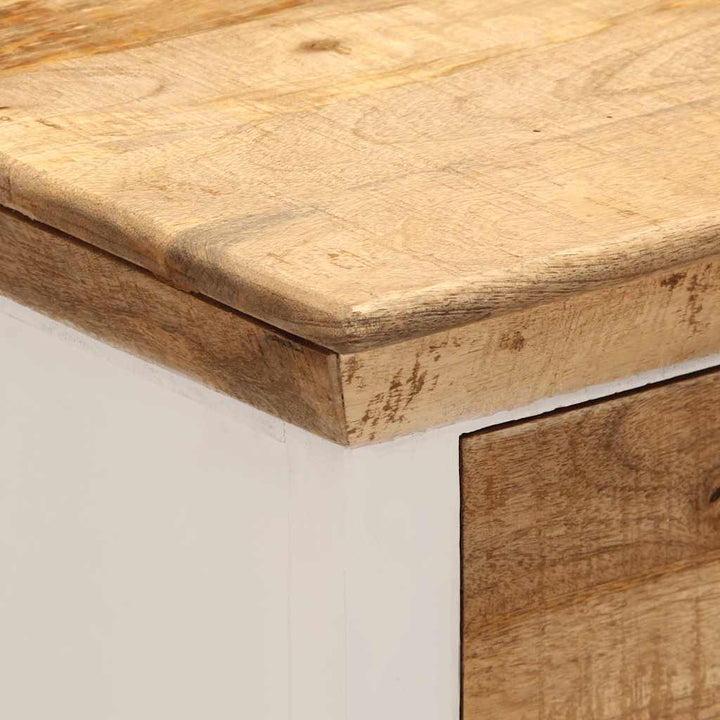skænk 55x30x73 cm massivt ru mangotræ hvid og brun