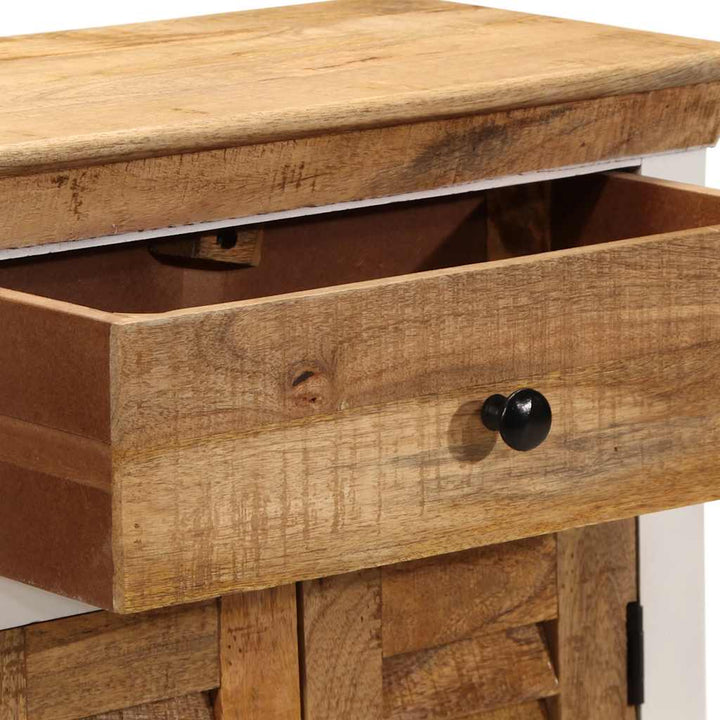 skænk 55x30x73 cm massivt ru mangotræ hvid og brun