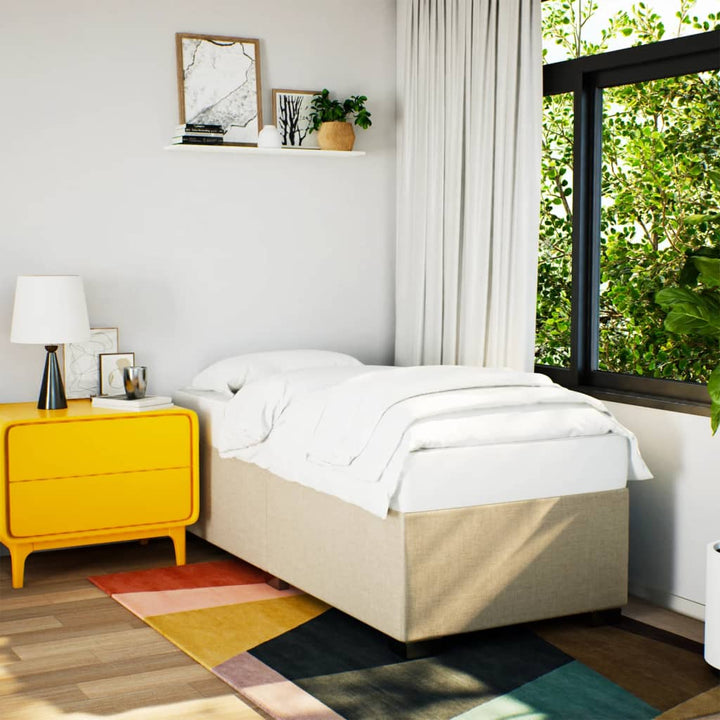 sengeramme uden madras 90x190 cm stof cremefarvet