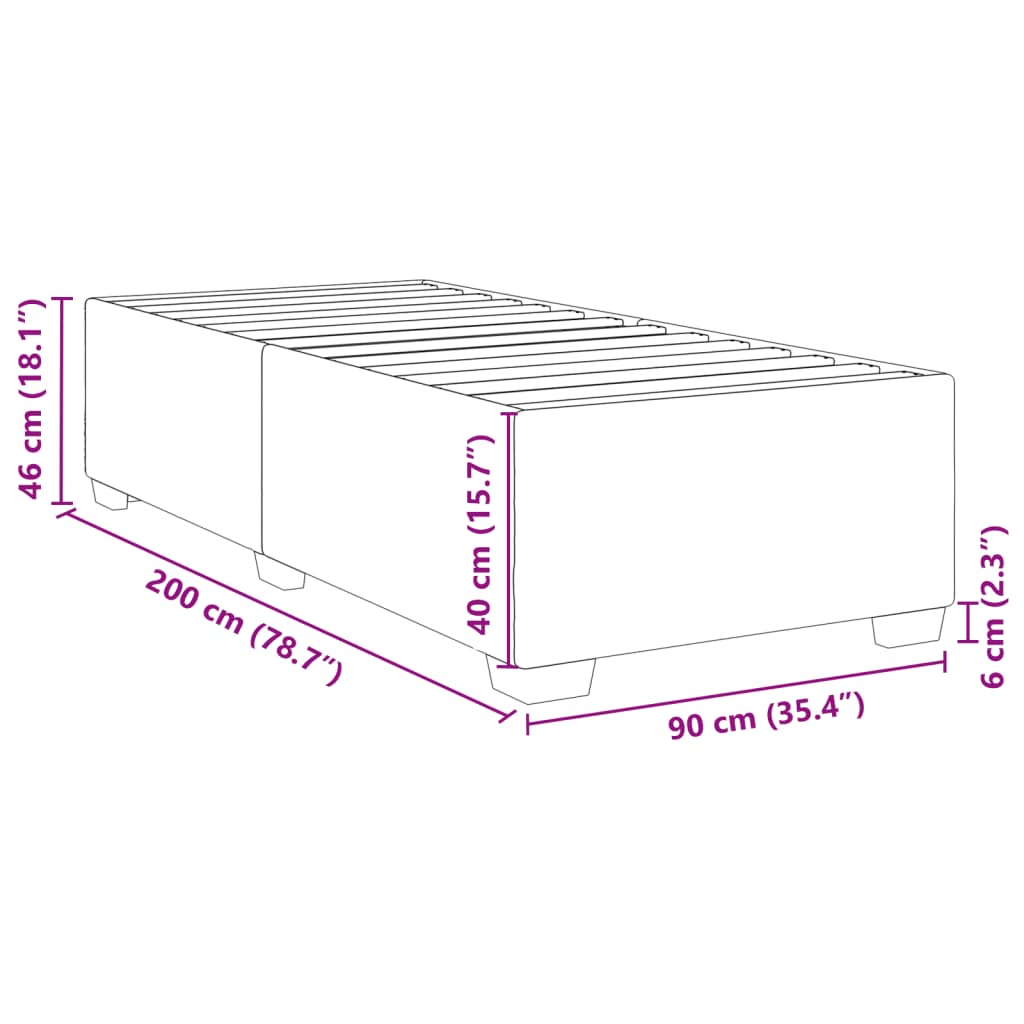 sengeramme uden madras 90x200 cm stof cremefarvet