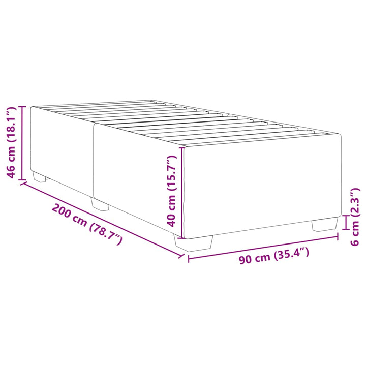 sengeramme uden madras 90x200 cm stof cremefarvet