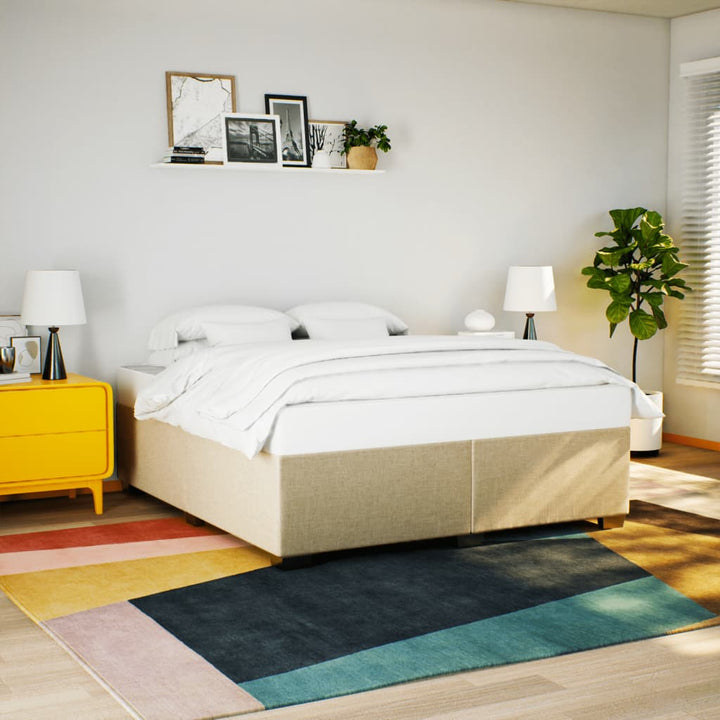 sengeramme uden madras 200x200 cm stof cremefarvet