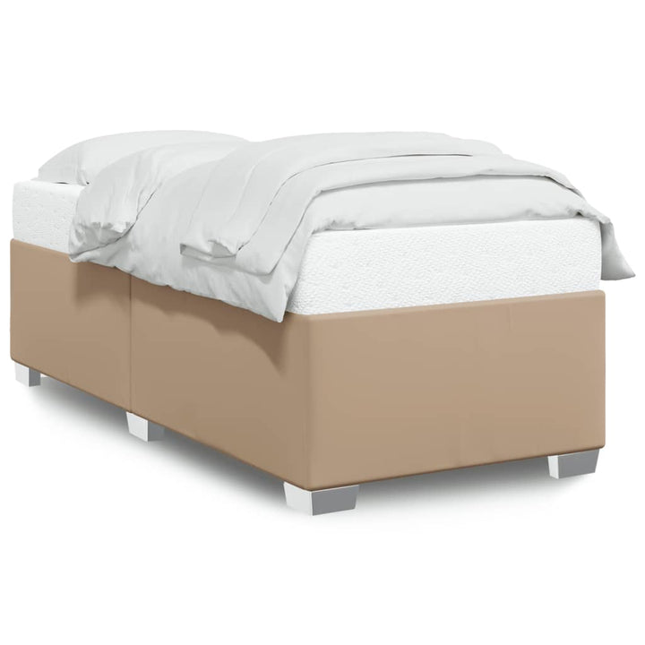 sengeramme 90x190 cm kunstlæder cappuccinofarvet