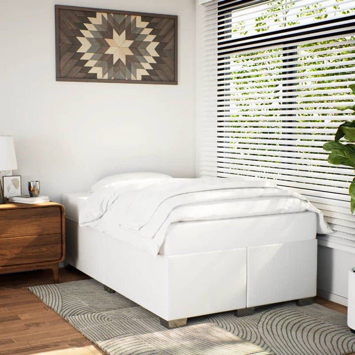 sengeramme uden madras 120x190 cm kunstlæder enkeltseng hvid