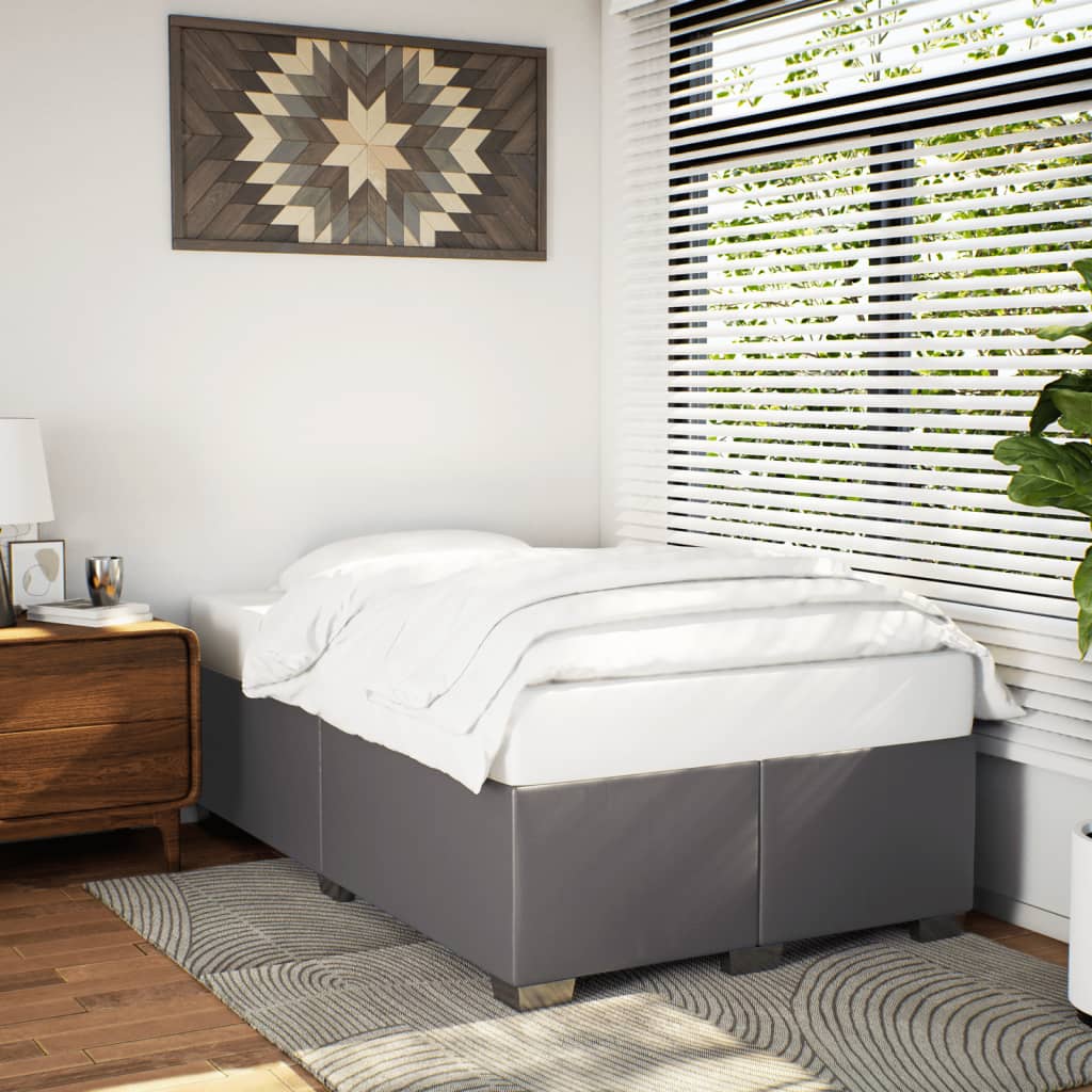 sengeramme uden madras 120x190 cm kunstlæder enkeltseng grå