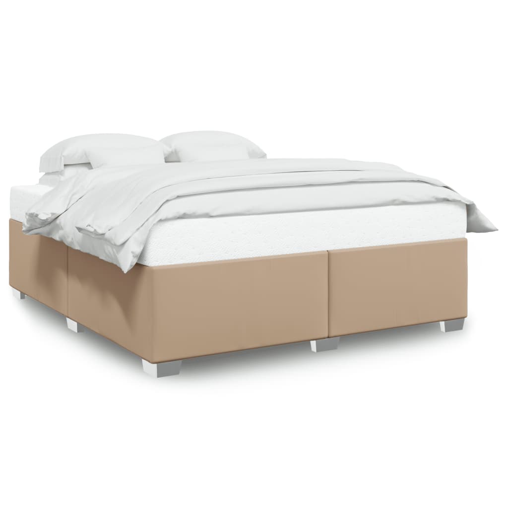 sengeramme 200x200 cm kunstlæder cappuccinofarvet