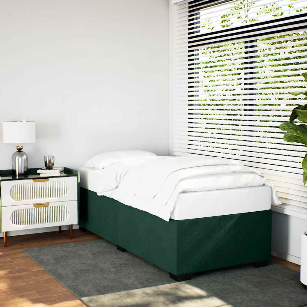 Sengeramme uden madras Mørkegrøn 90x190 cm Fløjl