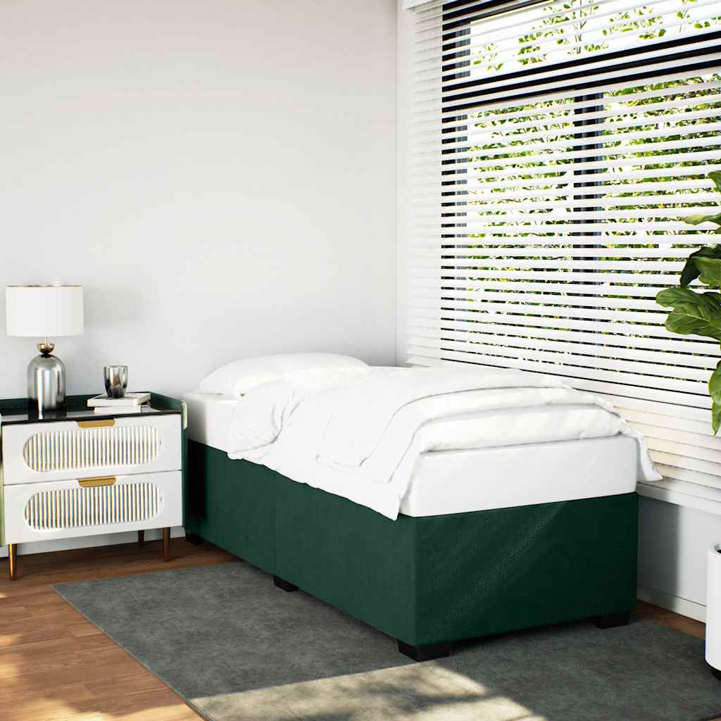 Sengeramme uden madras Mørkegrøn 100x200 cm Fløjl
