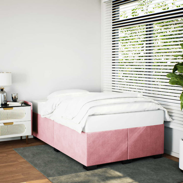 sengeramme uden madras 120x190 cm fløjl lyserød