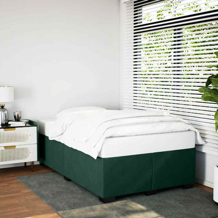 Sengeramme uden madras Mørkegrøn 120x200 cm Fløjl