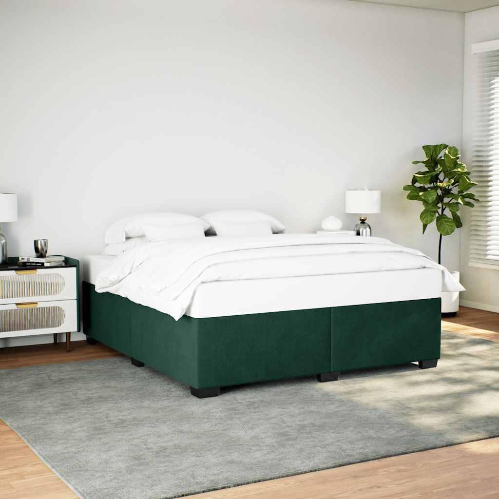 Sengeramme uden madras Mørkegrøn 180x200 cm Fløjl