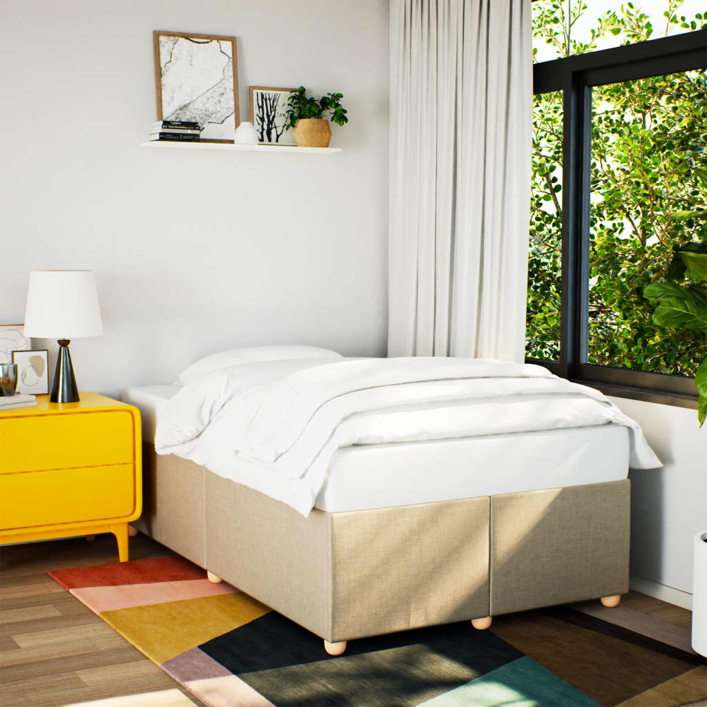sengeramme uden madras 120x190 cm stof cremefarvet