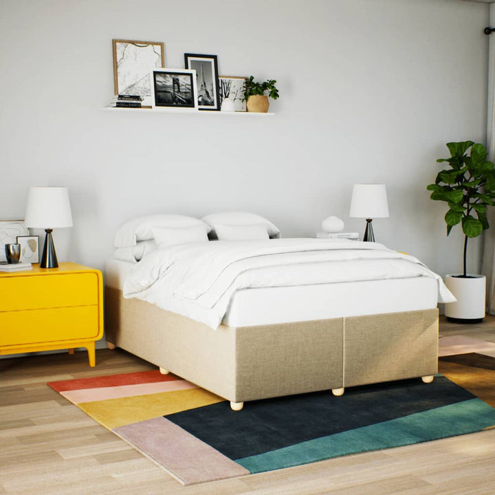 sengeramme uden madras 140x190 cm stof cremefarvet