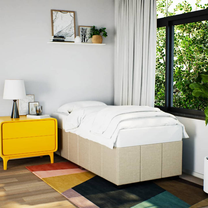 sengeramme uden madras 90x190 cm stof cremefarvet