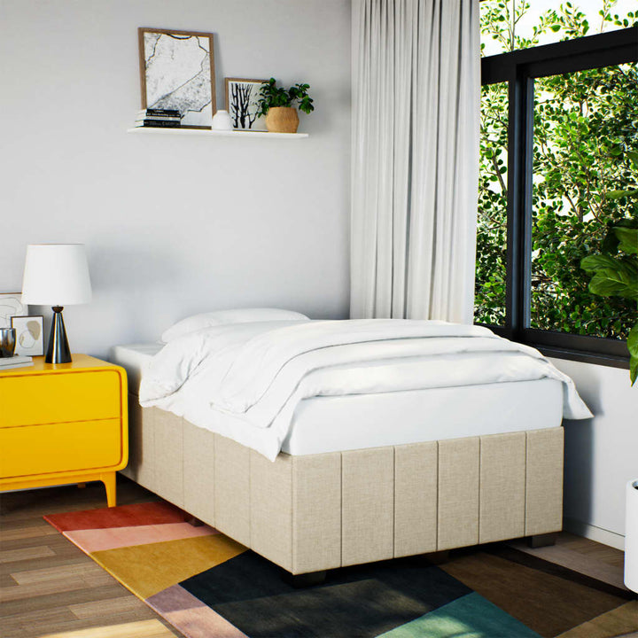 sengeramme uden madras 120x190 cm stof cremefarvet