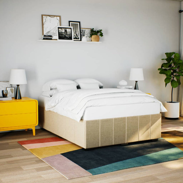 sengeramme uden madras 140x200 cm stof cremefarvet